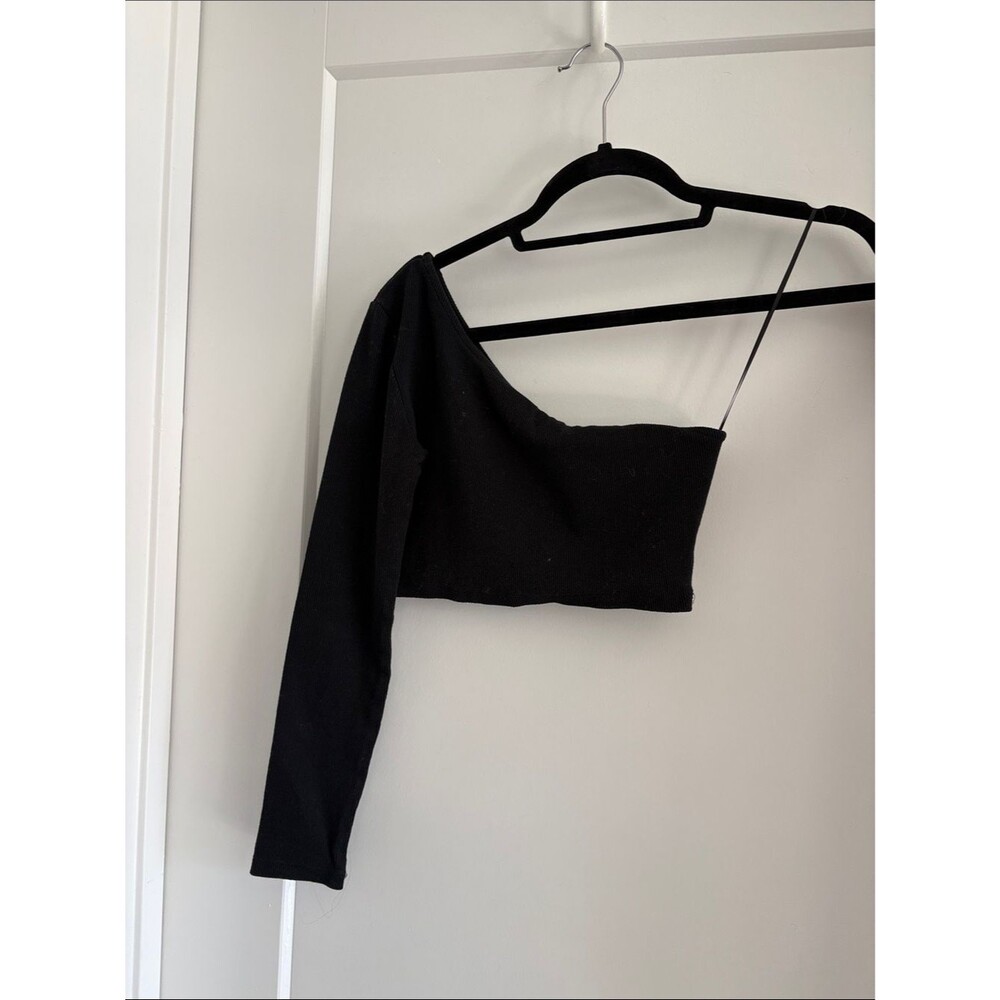 Princess Polly Black One-Shoulder Crop Top